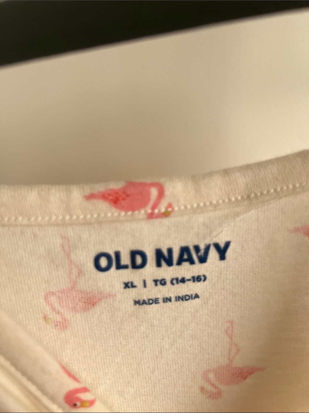 Old Navy Cream Top with Pink Flamingo Print - Picture 3 of 4